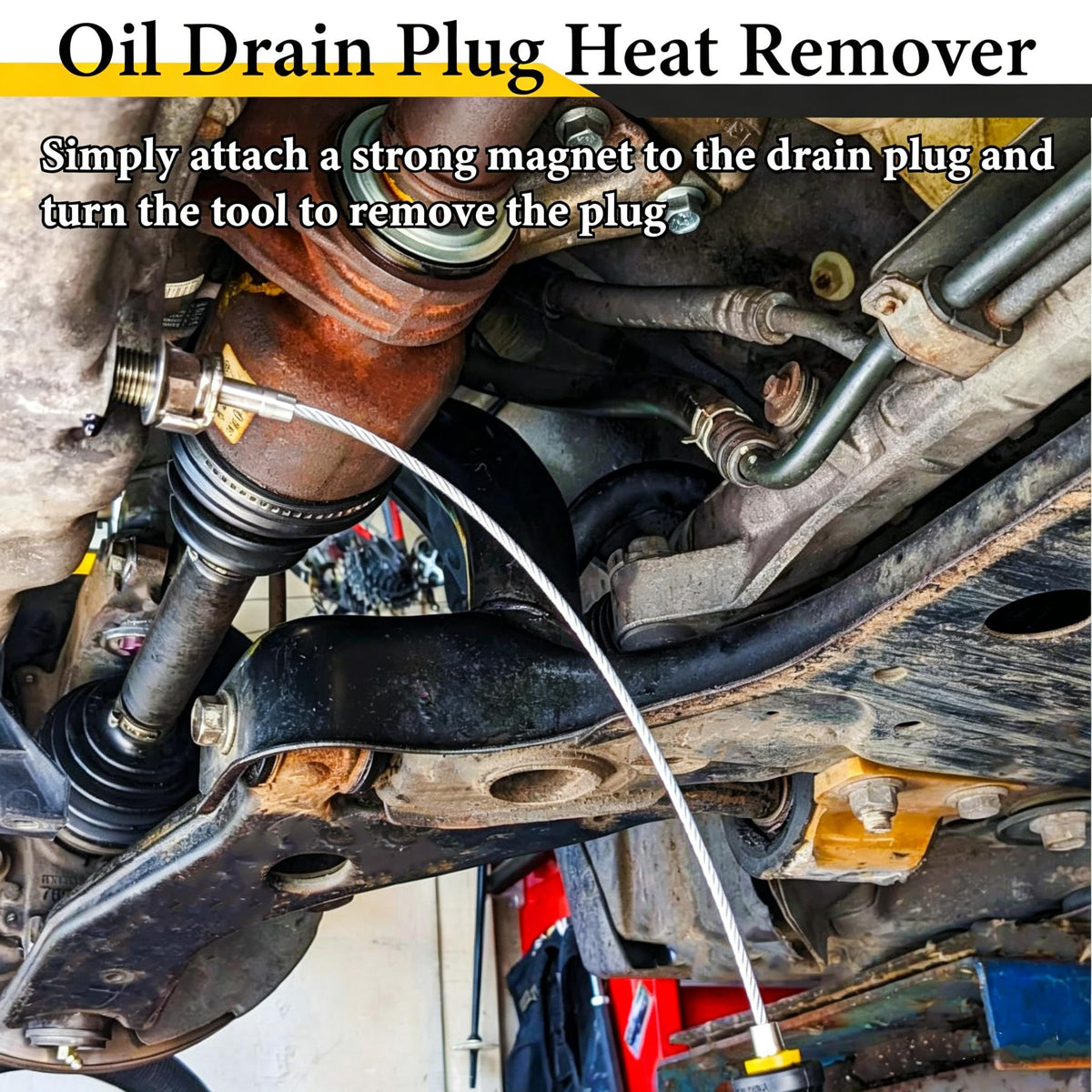 Heavy-Duty Magnetic Oil Drain Bolt Removal Tool, Anti-Scald Oil Pan Bolt Remover, Universal Flexible Drain Plug Removal Tool — Perfect for OilChanges